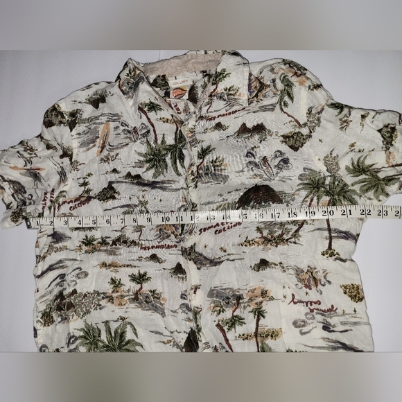 C&C California Tropical Print Linen Alternative Casual Summer Button-Up Shirt - Picture 4 of 9